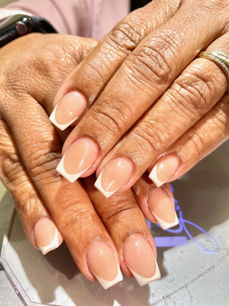 Elegant white french tip manicure